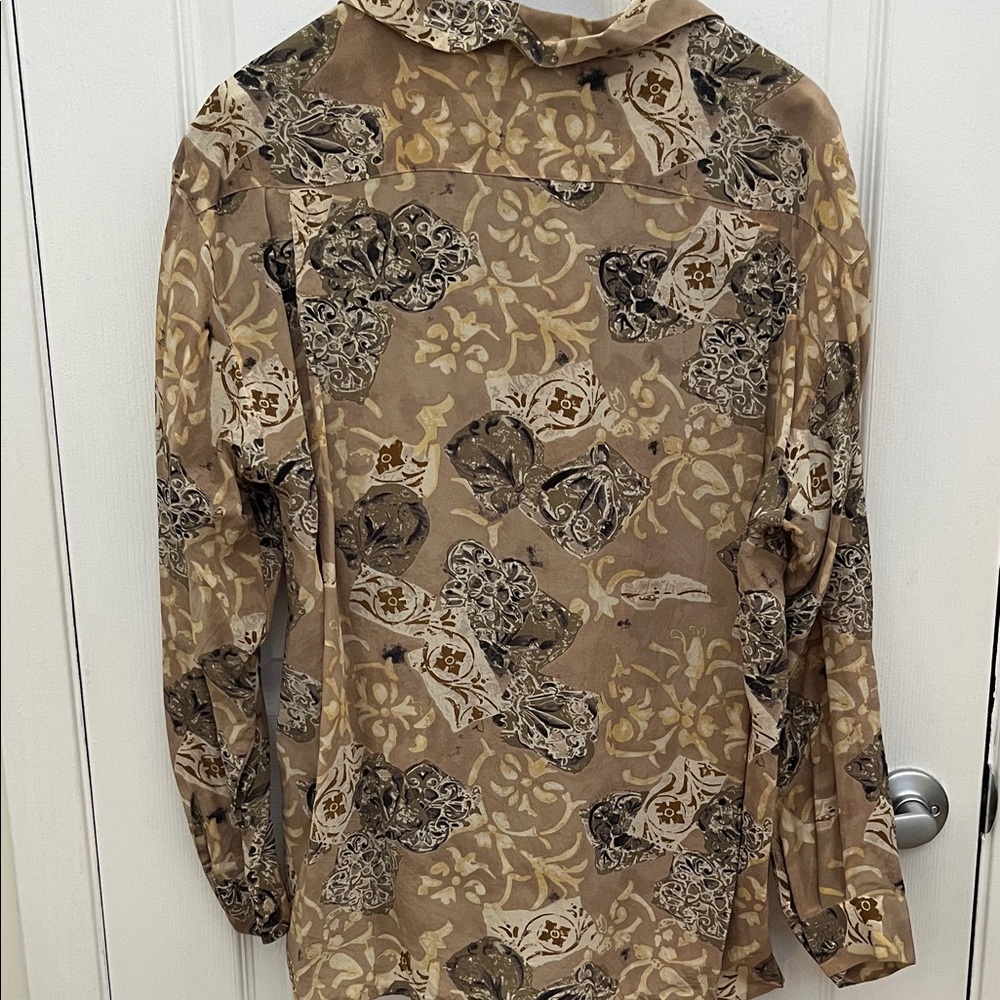 Allison Taylor 100% Silk Button Down Shirt Size Large - Picture 5 of 5